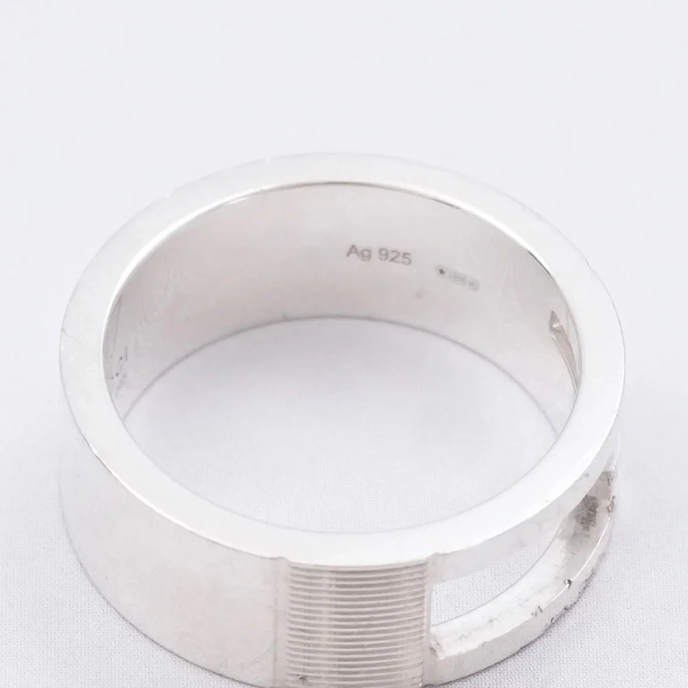 Authentic Gucci Classic G Logo Monogram 925 Sterling Silver Band Ring Size 9.5 - Picture 11 of 11